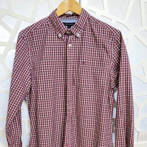 Tommy Hilfiger button shirt, red plaid, Med